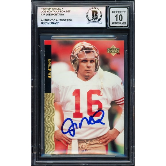Joe Montana Autographed 1995 Upper Deck Card #37 San Francisco 49ers Auto Grade Gem Mint 10 Beckett BAS #17604291