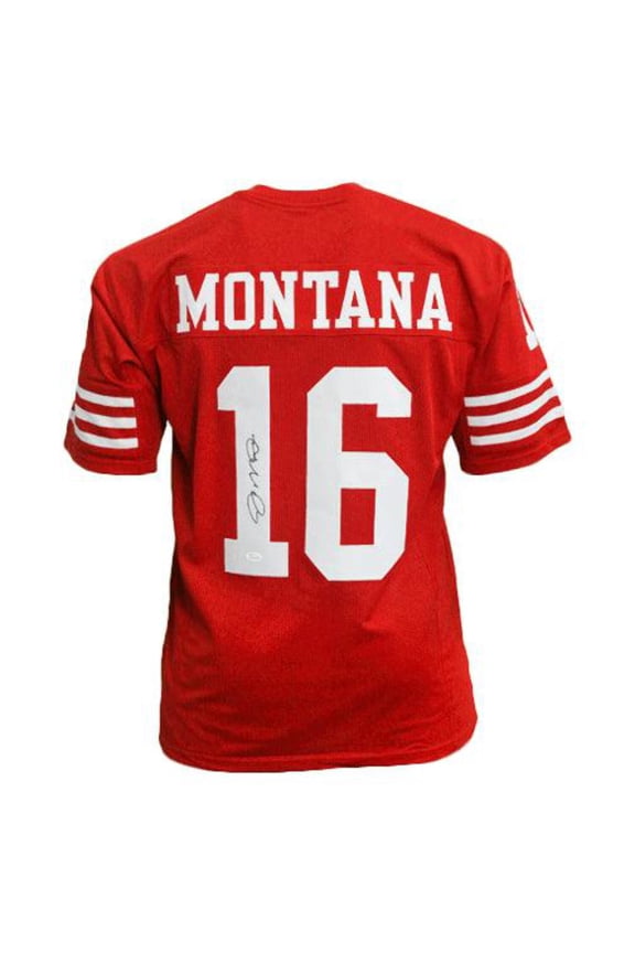 Joe Montana Autographed San Francisco 49ers (Red #16) Custom Jersey - JSA