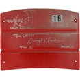 thumbnail image 1 of Joe Montana and Dwight Clark Dual Signed Candlestick Red Seatback with Multiple Inscriptions including "The Catch" Play Drawn by Dwight Clark - Signed in Silver Ink - Fanatics Authentic Certified, 1 of 2