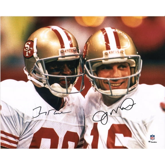 Joe Montana & Jerry Rice San Francisco 49ers Autographed 16" x 20" White Jersey Close-Up Photograph - Fanatics Authentic Certified