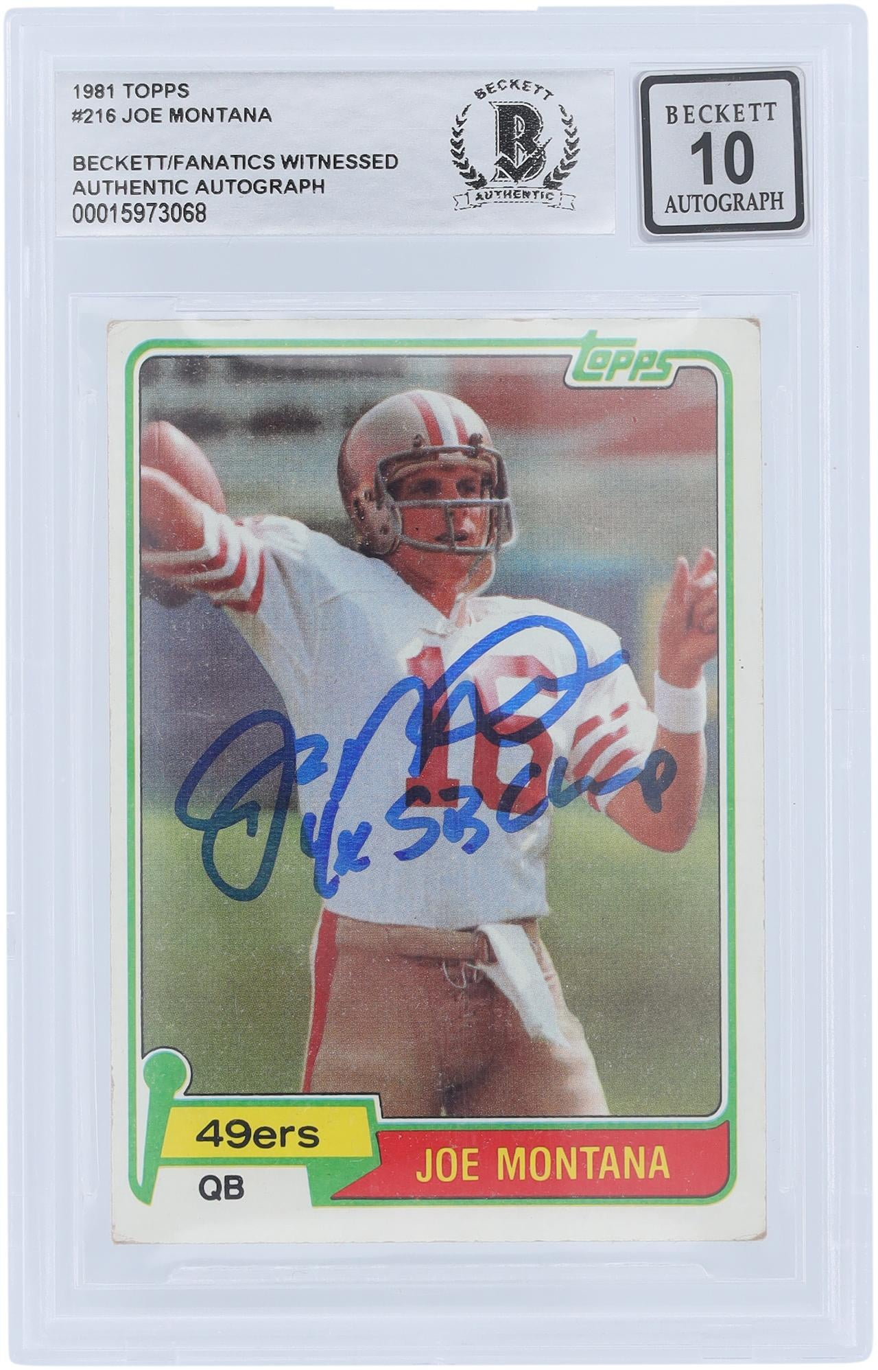 Joe Montana San Francisco 49ers Autographed 1980 Topps Series 1 #216 Beckett Fanatics Witnessed
