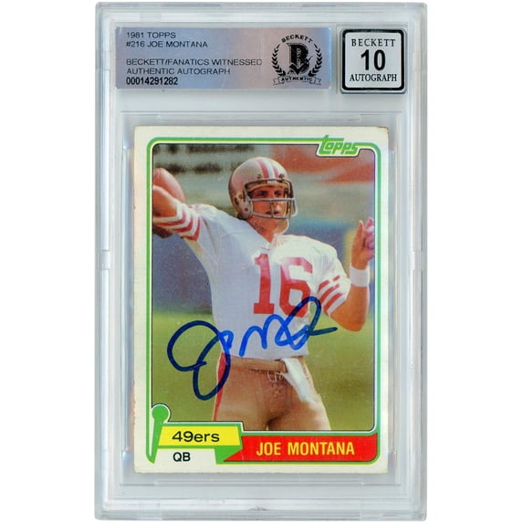 Joe Montana San Francisco 49ers Autographed 1981 Topps #216 Beckett Fanatics Witnessed Authenticated 10 Rookie Card - Fanatics Authentic Certified