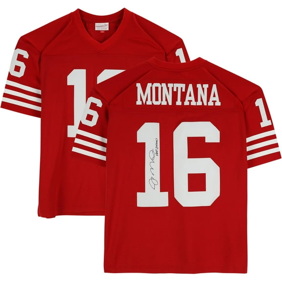 Joe Montana San Francisco 49ers Autographed Mitchell & Ness 1990 Throwback Scarlett Replica Jersey with "HOF 2000" Inscription - Fanatics Authentic Certified