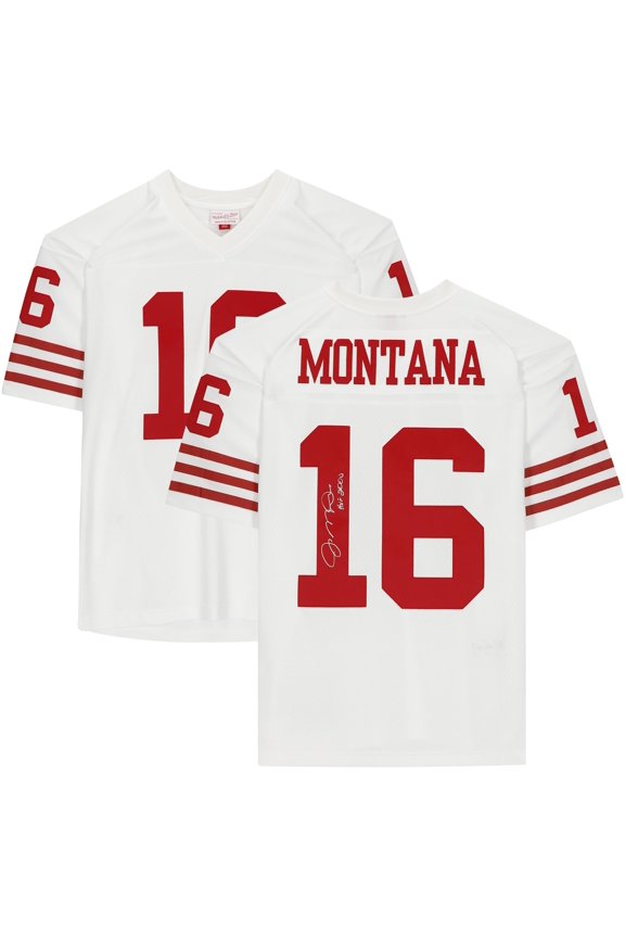 Joe Montana San Francisco 49ers Autographed Mitchell & Ness White Replica Jersey with "HOF 00" Inscription - Fanatics Authentic Certified