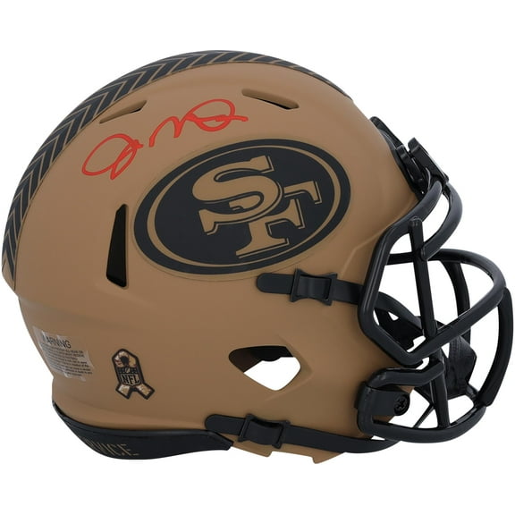 Joe Montana San Francisco 49ers Autographed Riddell 2023 Salute to Service Speed Mini Helmet - Signed in Red Ink - Fanatics Authentic Certified