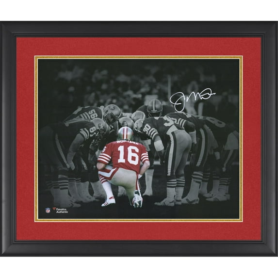 Joe Montana San Francisco 49ers Framed Autographed 16" x 20" Huddle Spotlight Photograph - Fanatics Authentic Certified