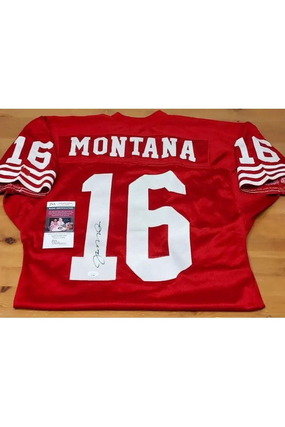 Joe Montana autographed San Francisco 49ers 1990 Wilson game model red jersey JSA