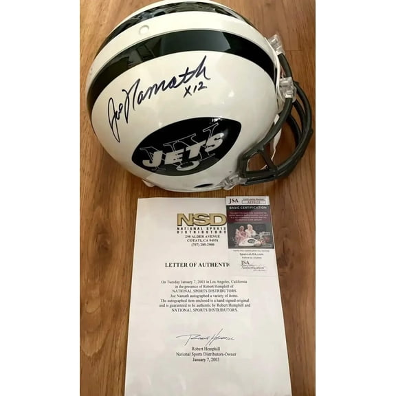 Joe Namath autographed New York Jets full size game model helmet JSA