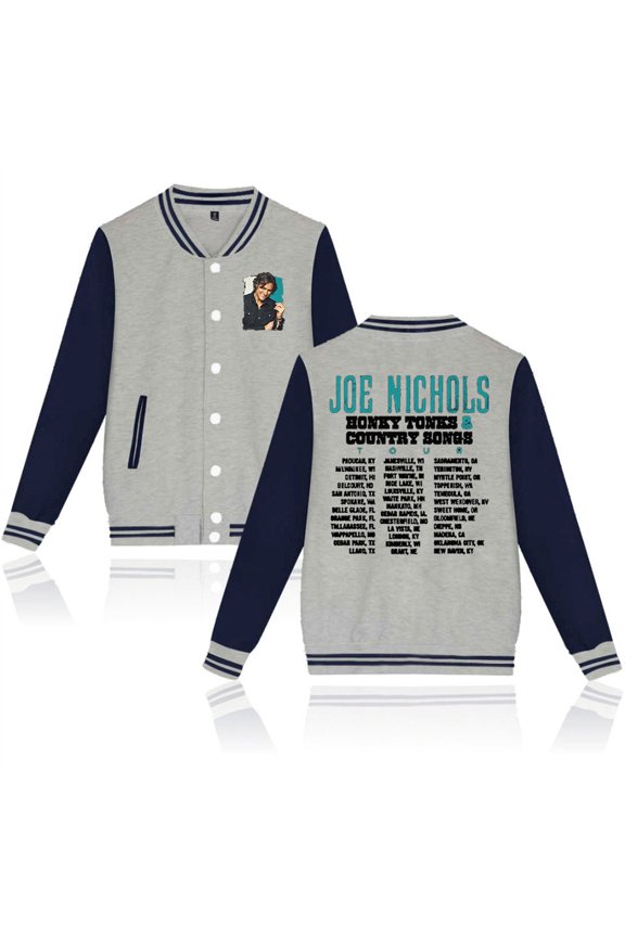 Joe Nichols Black Tour Jackets Men Women Baseball Uniform Fashion Longsleeve Coat