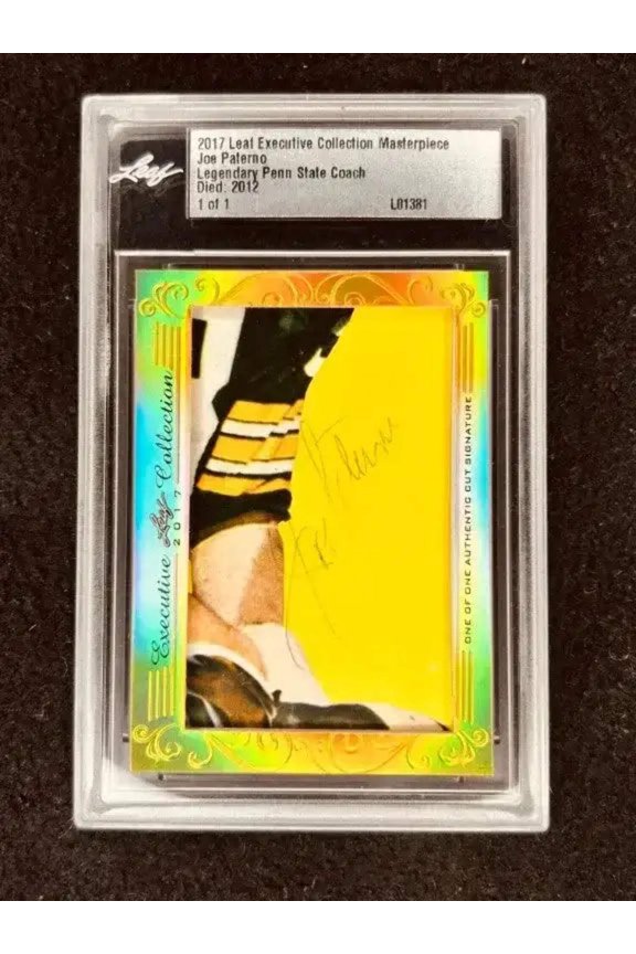 Joe Paterno 2017 Leaf Masterpiece Cut Signature certified signed card 1/1 JSA Penn State