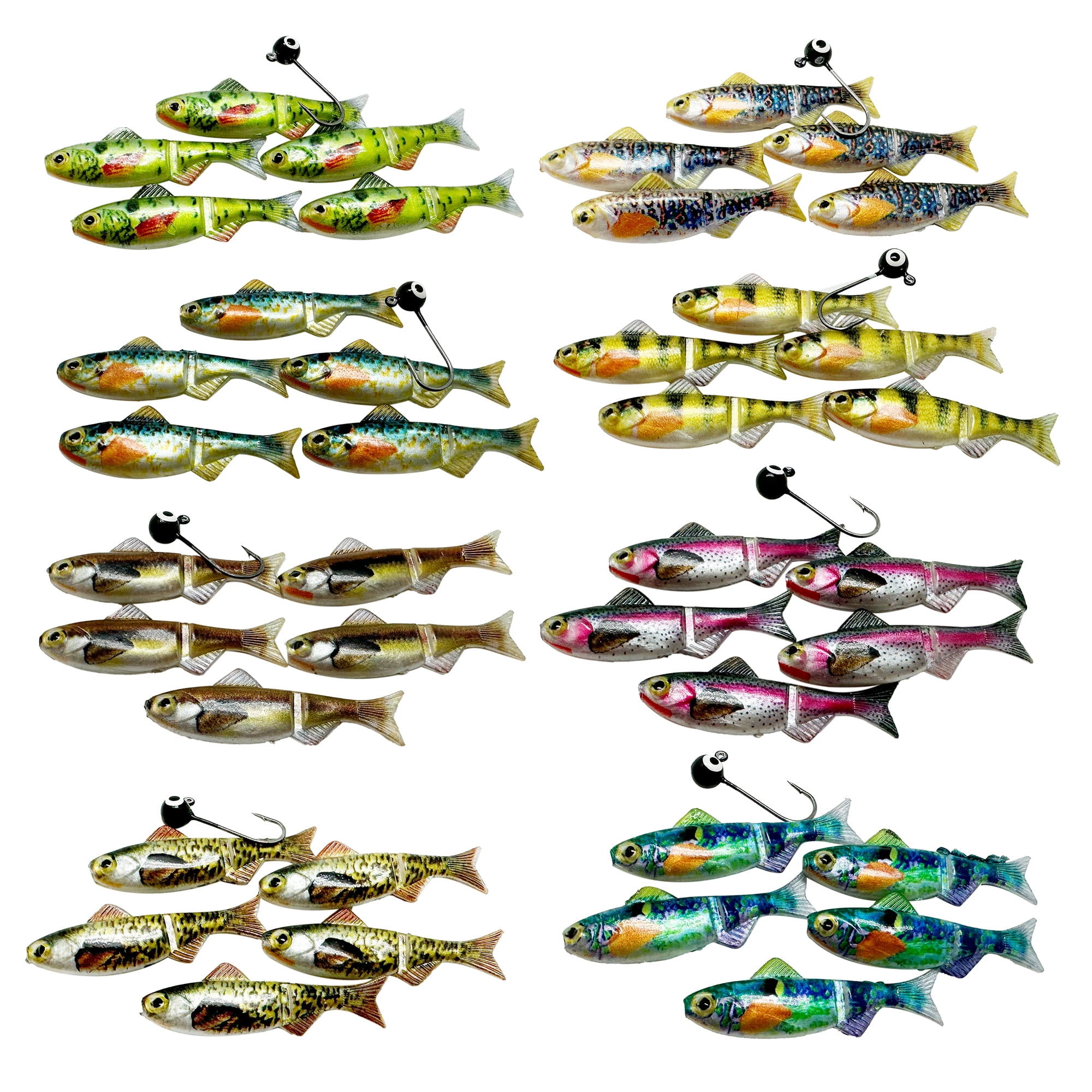 Crappie-Baits- Plastics-Jig-Heads-Kit-Shad-Fishing-Lures-for  Crappie-Panfish-Bluegill-20Piece Kit - 15 Bodies- 5 Crappie Jig Heads
