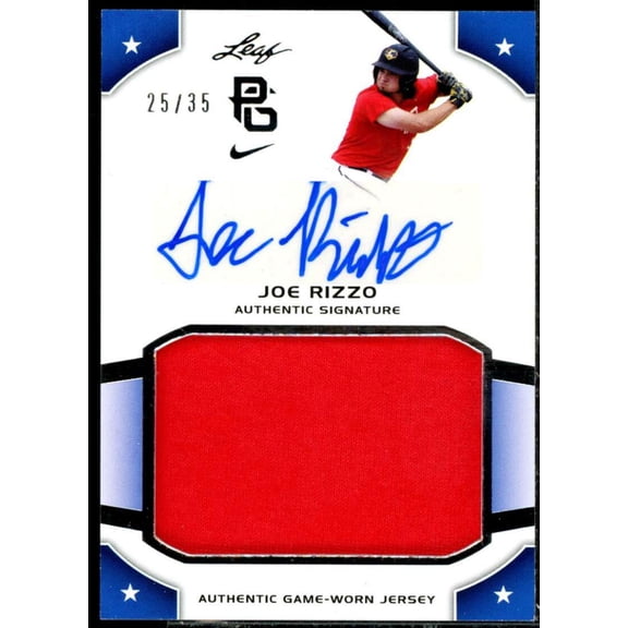 Joe Rizzo Rookie Card 2015 Leaf Perfect Game Jersey Autographs Gold #JAJR1