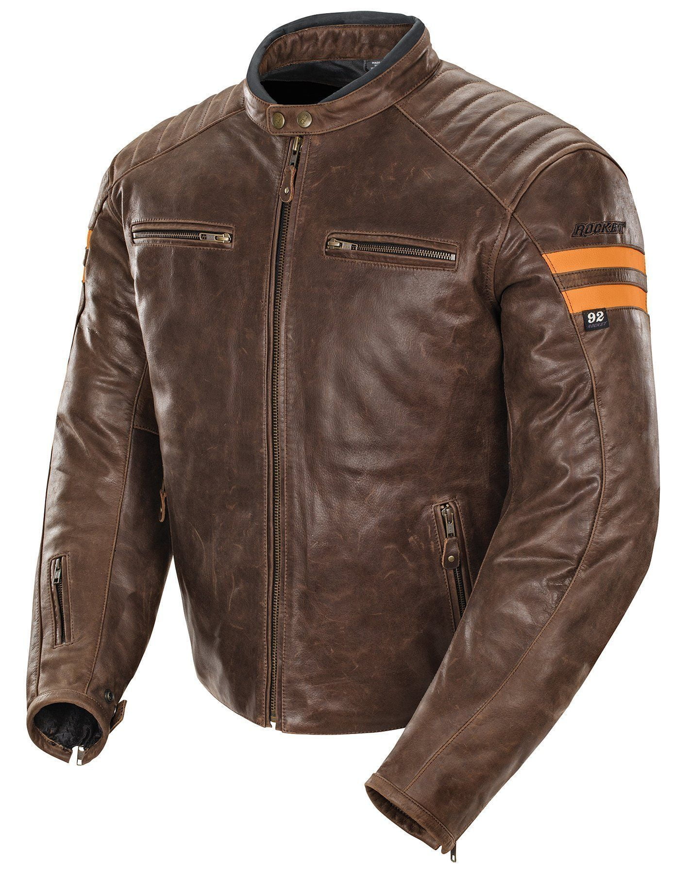 Joe Rocket Classic 92' Men's Leather Jacket (Brown/Orange, XX