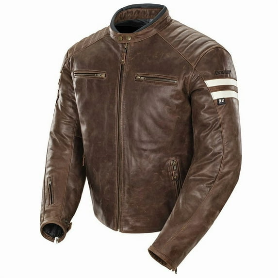 Joe Rocket Classic '92 Mens Leather Motorcycle Jacket Brown/Cream MD