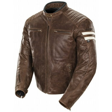 Joe Rocket Classic '92 Mens Leather Motorcycle Jacket Brown/Cream MD