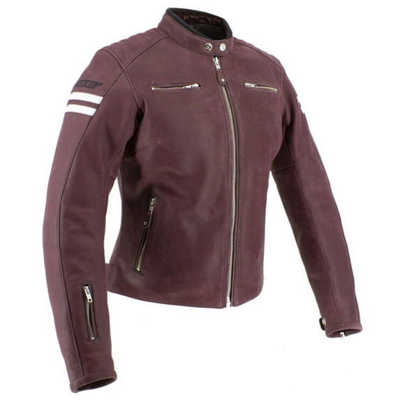 Joe Rocket Classic '92 Womens Leather Motorcycle Jacket Ox Blood/Cream XL