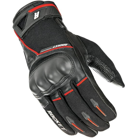 Joe Rocket Super Moto Men's Black and Red Leather Gloves Medium