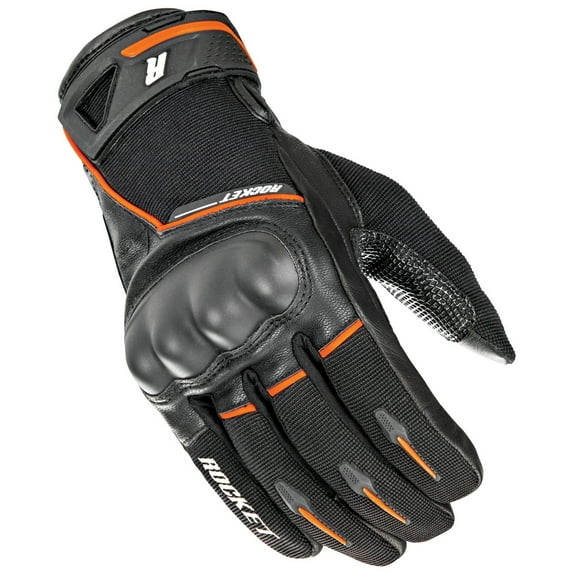 Joe Rocket Super Moto Mens Leather Motorcycle Gloves Black/Orange SM