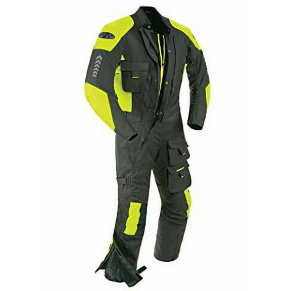 Joe Rocket Survivor Mens Black/Hi-Visibility Yellow Textile Riding Suit Medium