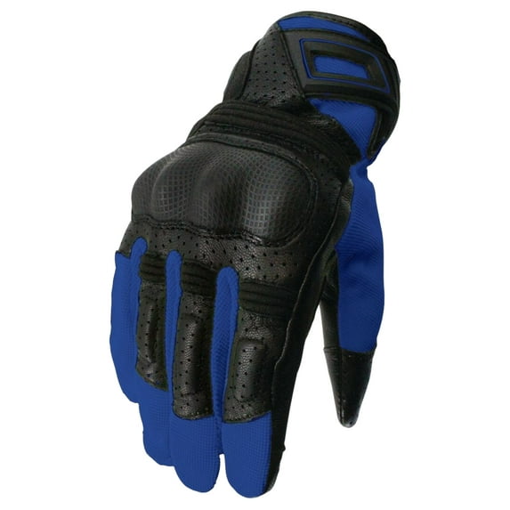 Joe Rocket Turbulent Mens Leather/Textile Motorcycle Gloves Black/Blue 3XL