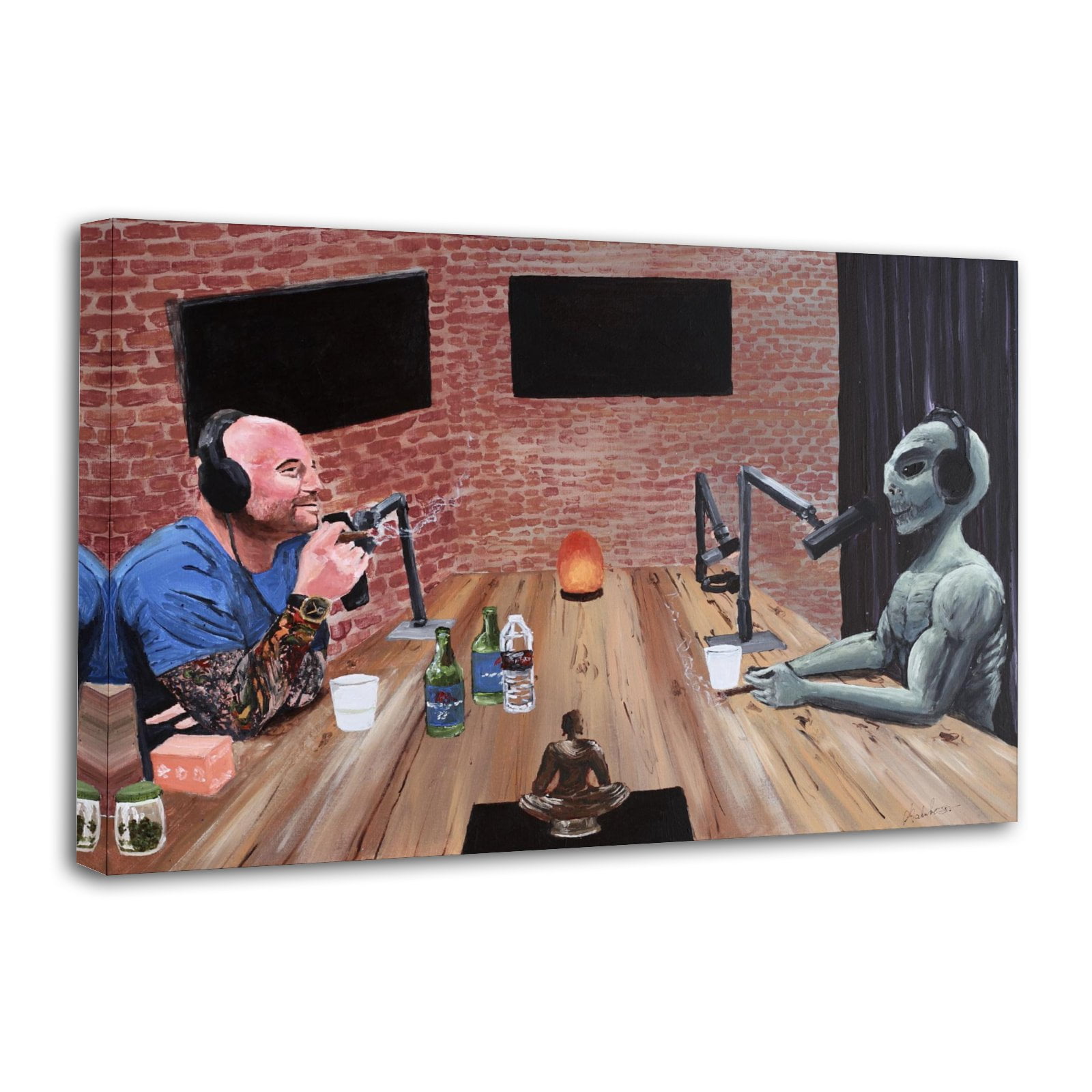 Joe Rogan And Aliens Poster Cool Artworks Painting Wall Art Canvas ...