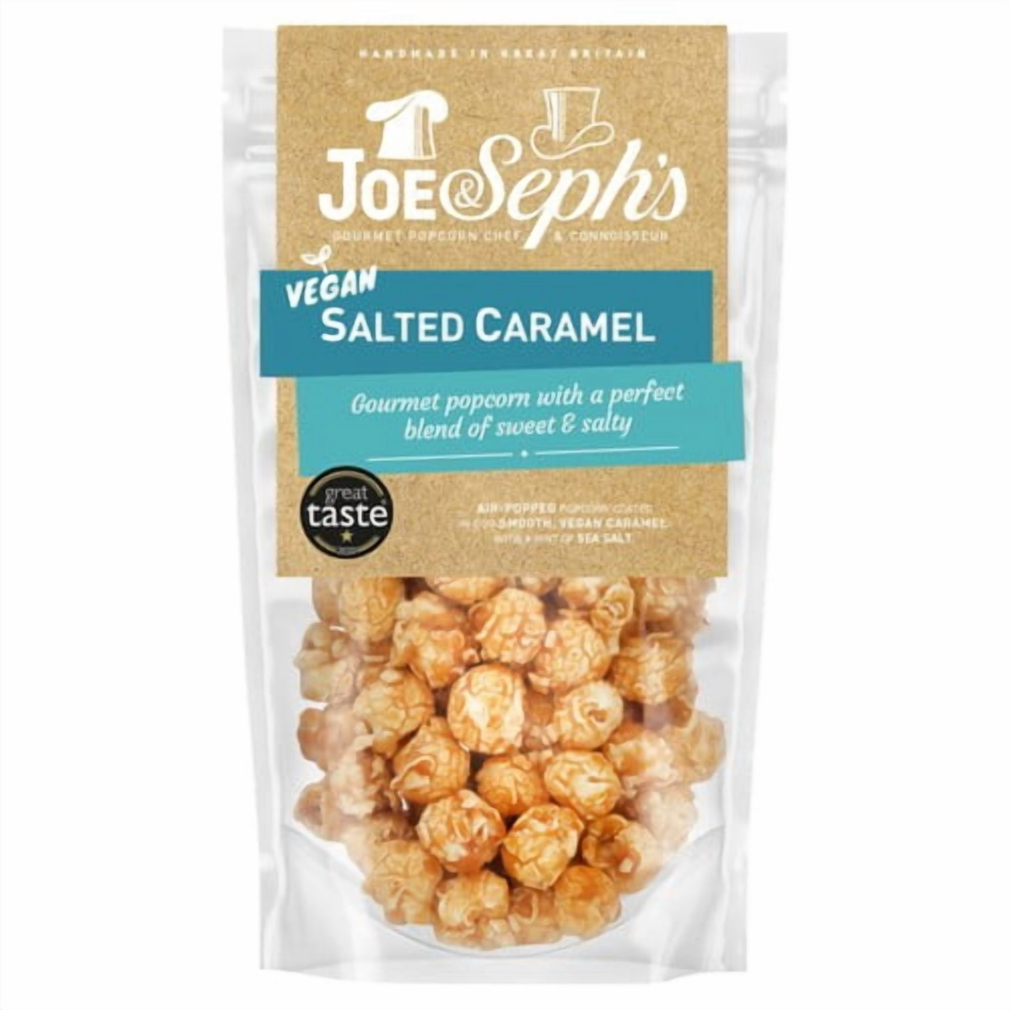 Joe & Seph's Popcorn Vegan Salted Caramel 70g, British Import (Pack of 6)