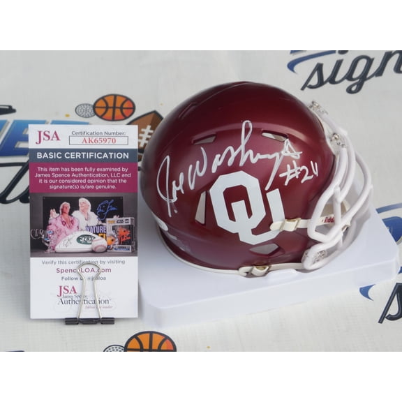Joe Washington signed autographed Oklahoma Sooners OU mini speed helmet JSA COA