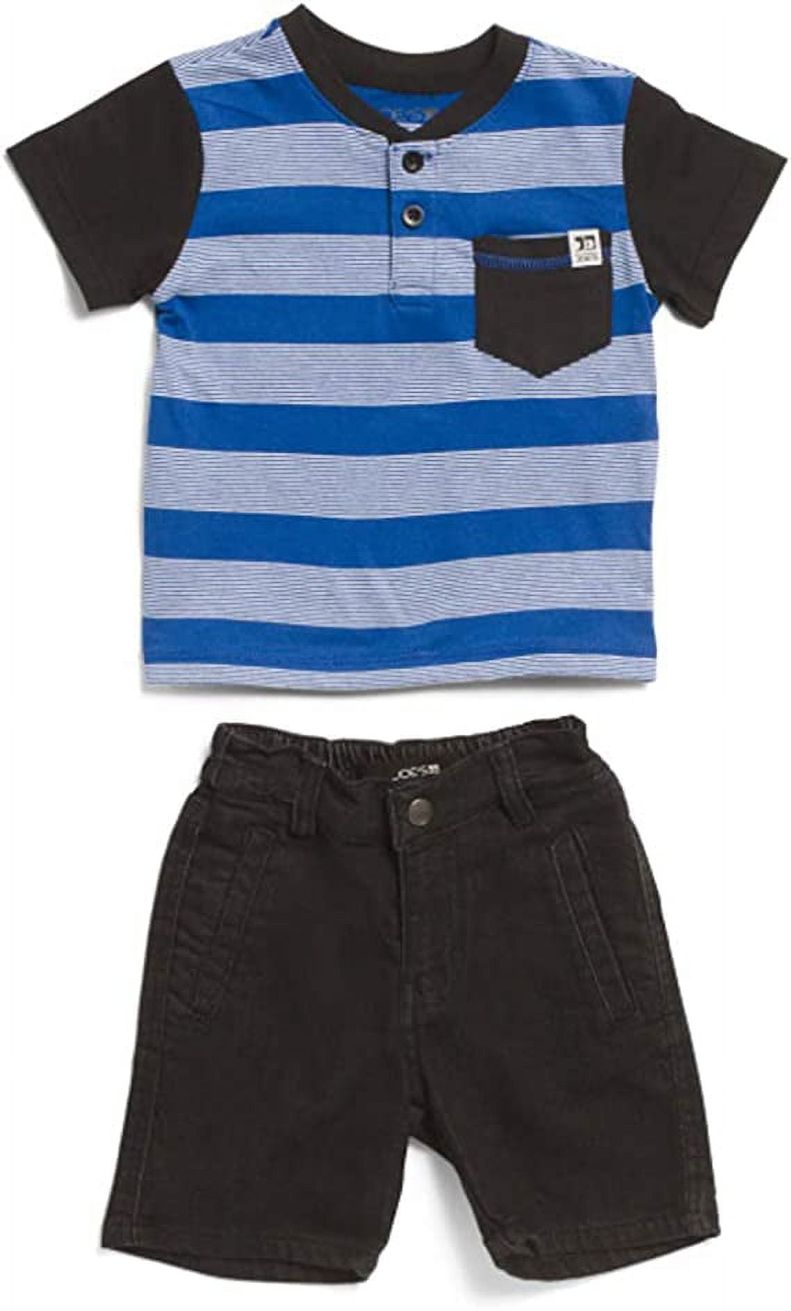 Joe's Jeans 2-Piece Striped Henley Tee Denim Short Set (Toddler