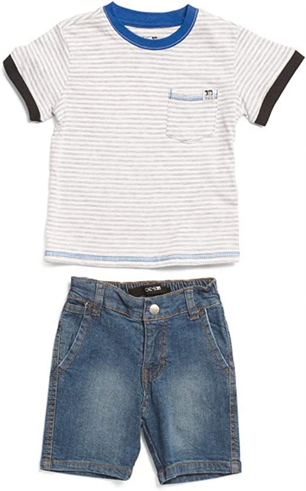 Joe's Jeans 2-Piece Striped Tee Denim Short Set (Toddler Boys