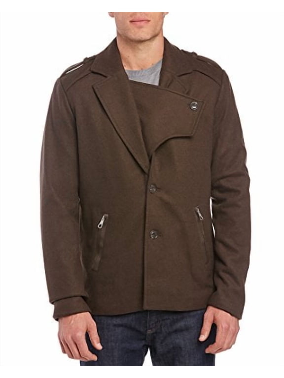 Commodore Wool Blend Coat Peacoat Jacket Olive (Small)