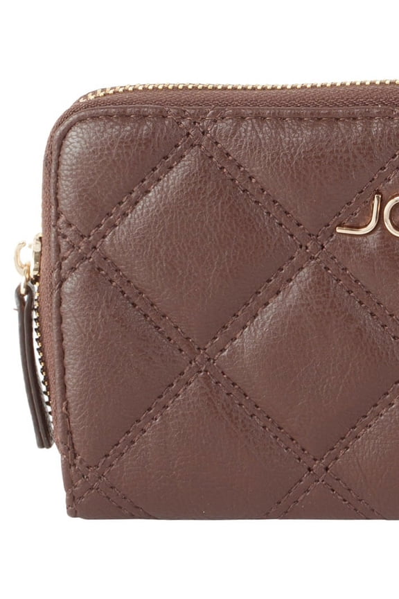 Diamond Quilted Zip Around Wallet - Brown