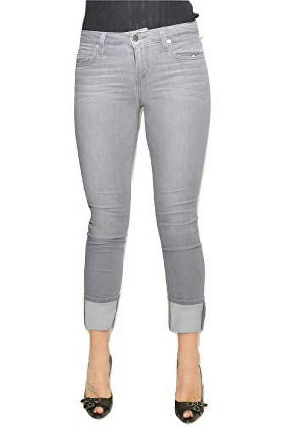 Flawless 4" Cuff Crop Mid Rise Stretch Denim Pants, Lacey (27)