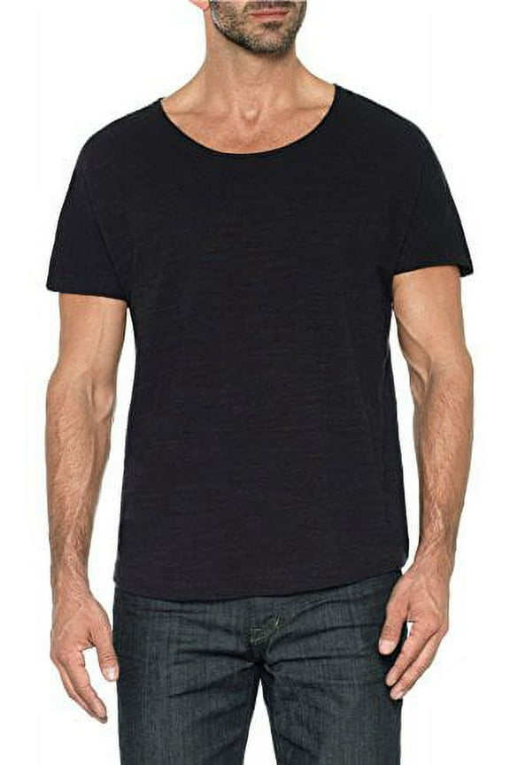 Lennox Dolman Crew Tee Cotton T-Shirt Top, Jet Black (Medium)