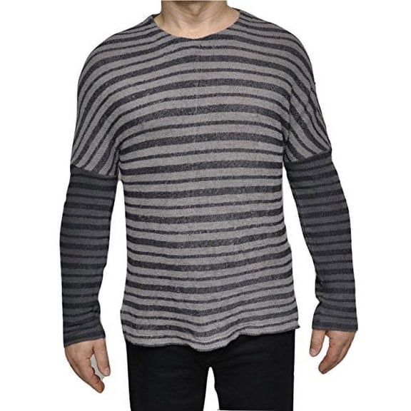 Joe's Jeans Raj Crew Neck Long Sleeve Cotton Pullover, Titanium/Storm, Large