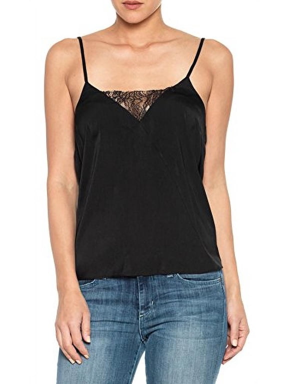 Silk Cami Tank Top (Large, Black)