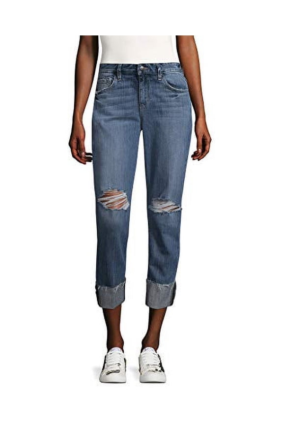 The Billie Boyfriend Raw Hem 4" Cuff Destroyed Pants, Lindsey (24)