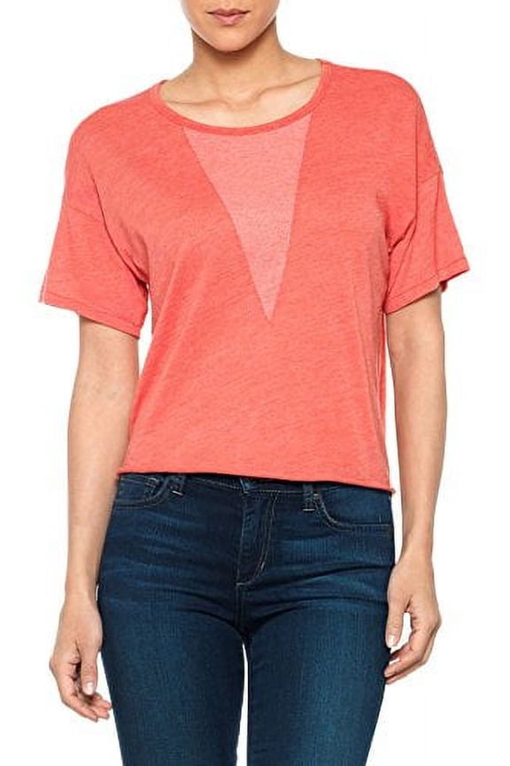 Triangle Tee Cotton Blend Jersey Knit T-Shirt Top (X-Small, Amaranth)