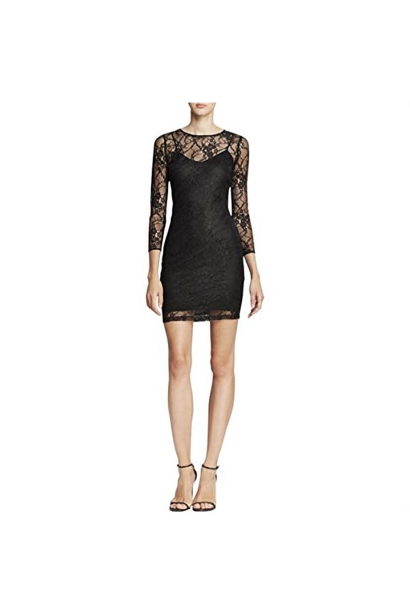 Vida Morticia Floral Lace Cocktail Party Dress, Black (Large)