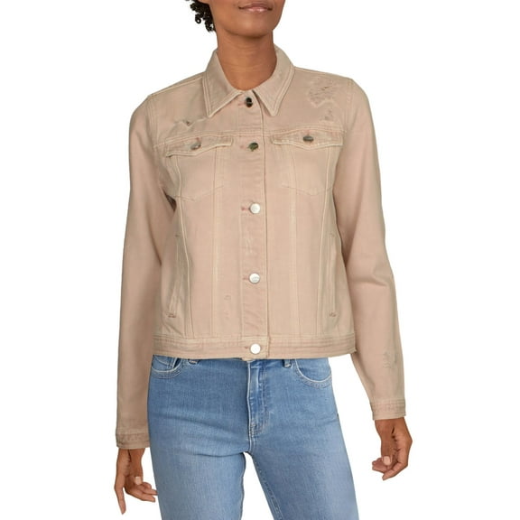 Joe's Jeans Womens Cotton Destroyed Trucker Jacket Pink XS