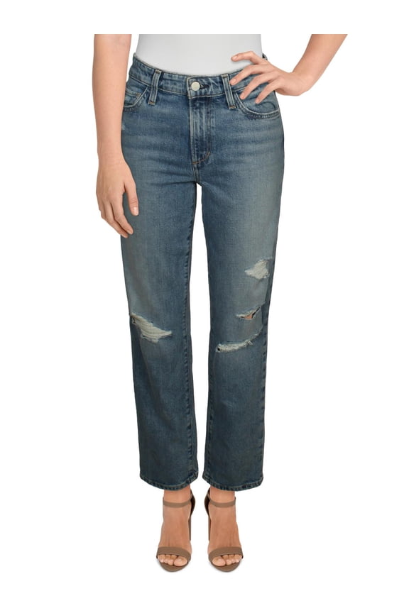 Womens Mid Rise Destroyed Boyfriend Jeans