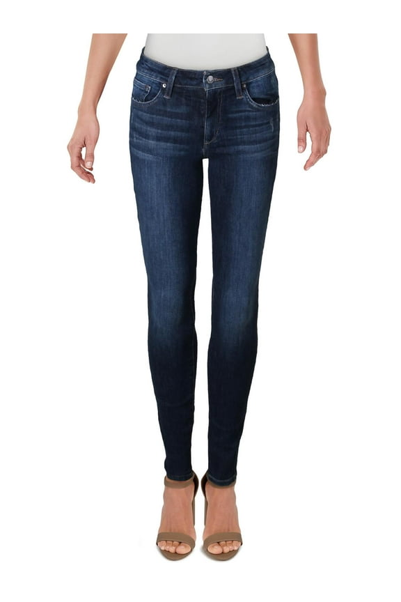 Womens Mid-Rise Distressed Skinny Jeans Blue 24