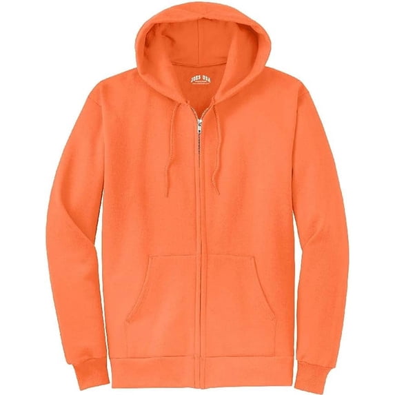 Joe's USA Full Zipper Hoodies - Hooded Sweatshirts Size M, Neon Orange