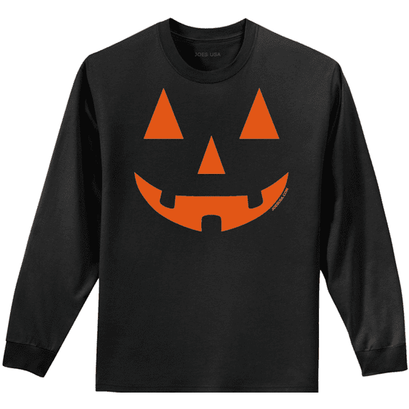 Joe's USA Jack O' Lantern Pumpkin Halloween Costume T-Shirt Black Long Sleeve 3XL