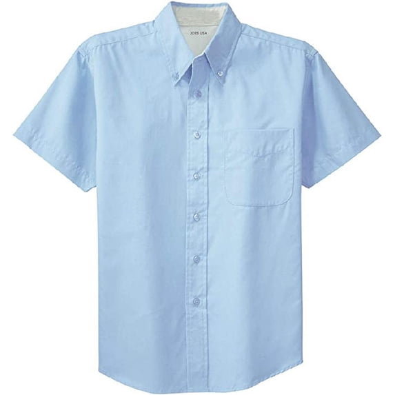 Joe's USA Men's Short Sleeve Wrinkle Resistant Shirts-4XL-Light Blue/Light Stone