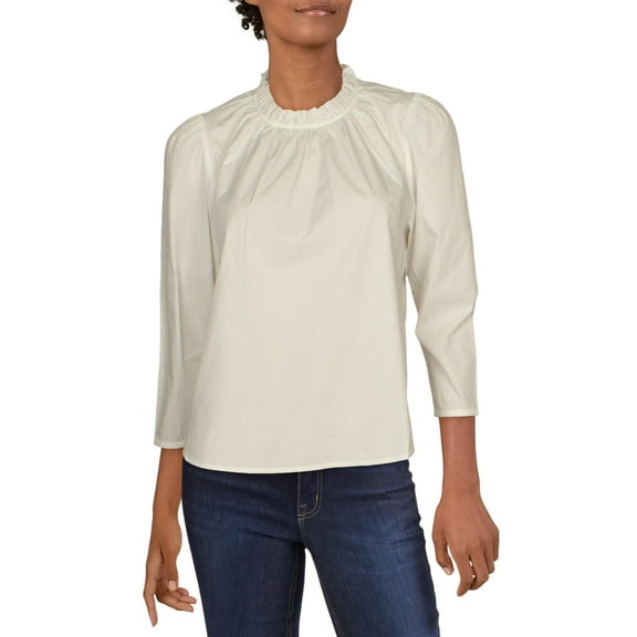 Joe's Womens Cotton Ruched Blouse White M
