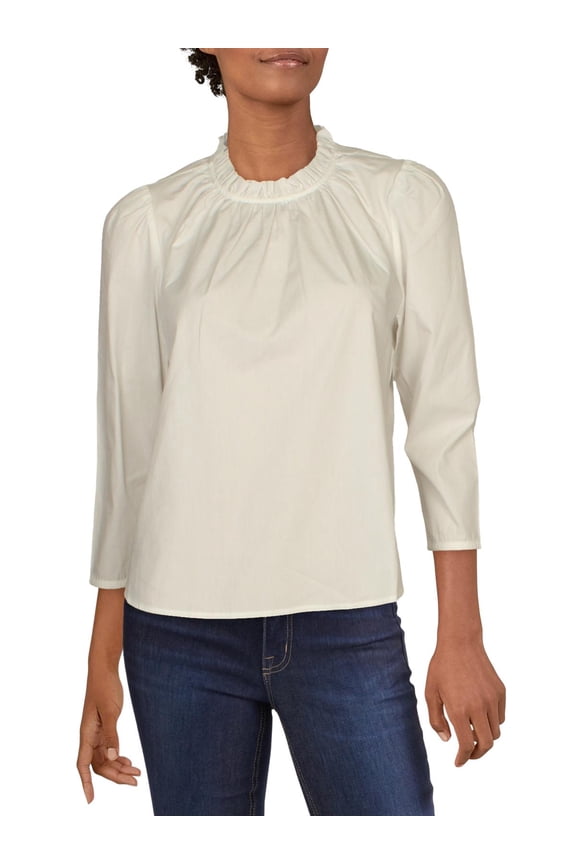 Joe's Womens Cotton Ruched Blouse White M