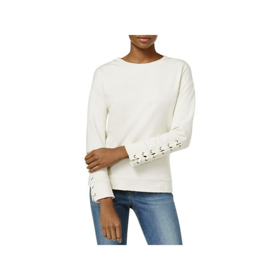 Joe's Womens French Terry Lace-Up Sweatshirt Ivory M