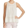 thumbnail image 1 of Joe's Womens Imedia Lace-Inset Knit Blouse, White, Small, 1 of 2