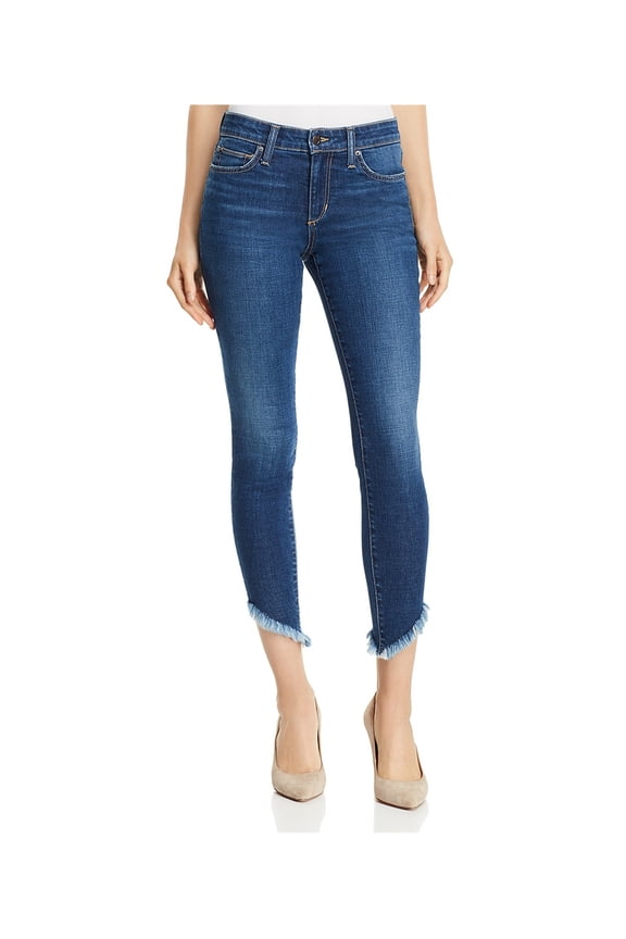 Womens The Icon Diagonal Hem Skinny Fit Jeans, Blue, 25