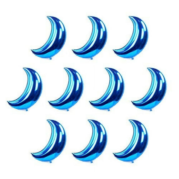 JoeYoo 10 Pcs 20 Inches Moon Balloons Foil Balloons Mylar Balloons for Birthday Wedding Baby Shower Party Decorations (Blue)